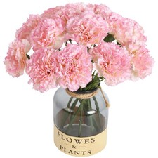 Artificial Carnation Flowers - 15pcs Pink Silk Flowers with Stems for Home De...