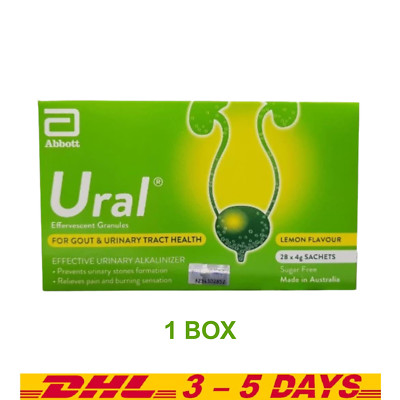 1 X Abbott Ural Effervescent Granules Urine Alkalinizer 4g x 28sachets - DHLSHIP