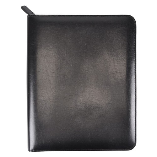 Cartera de escritura Royce New York de cuero negro con cremallera para iPad - Imagen 2 de 2