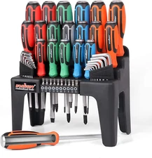 44-Piece Magnetic Screwdriver Set with Go-Thru Steel Blades | High Torque, Plast