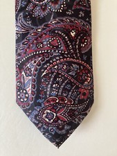 Italianissimo Men's Necktie Tie Polyester Black Blue Red Paisley Made in USA 57"