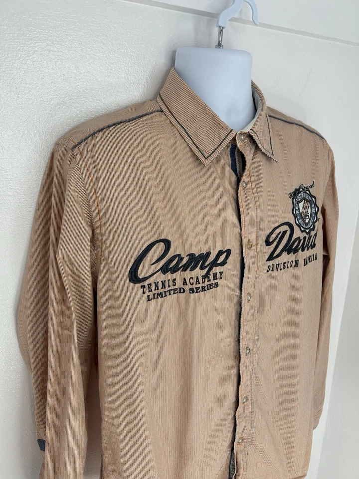 Рубашка на пуговицах Camp David размер средний теннисная академия опрятная в полоску рулонная вкладка - Изображение 4 из 4