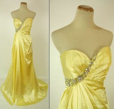 NEW Size 6 Tony Bowls 400 Prom Formal Long Gown Yellow Strapless Dress NWT