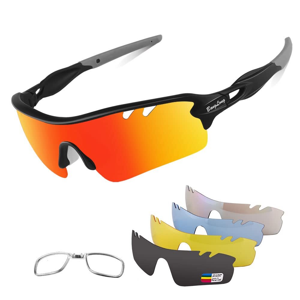 Polarized Sports Sunglasses Cycling Sun Glasses for Men Women with 5 Intercha...