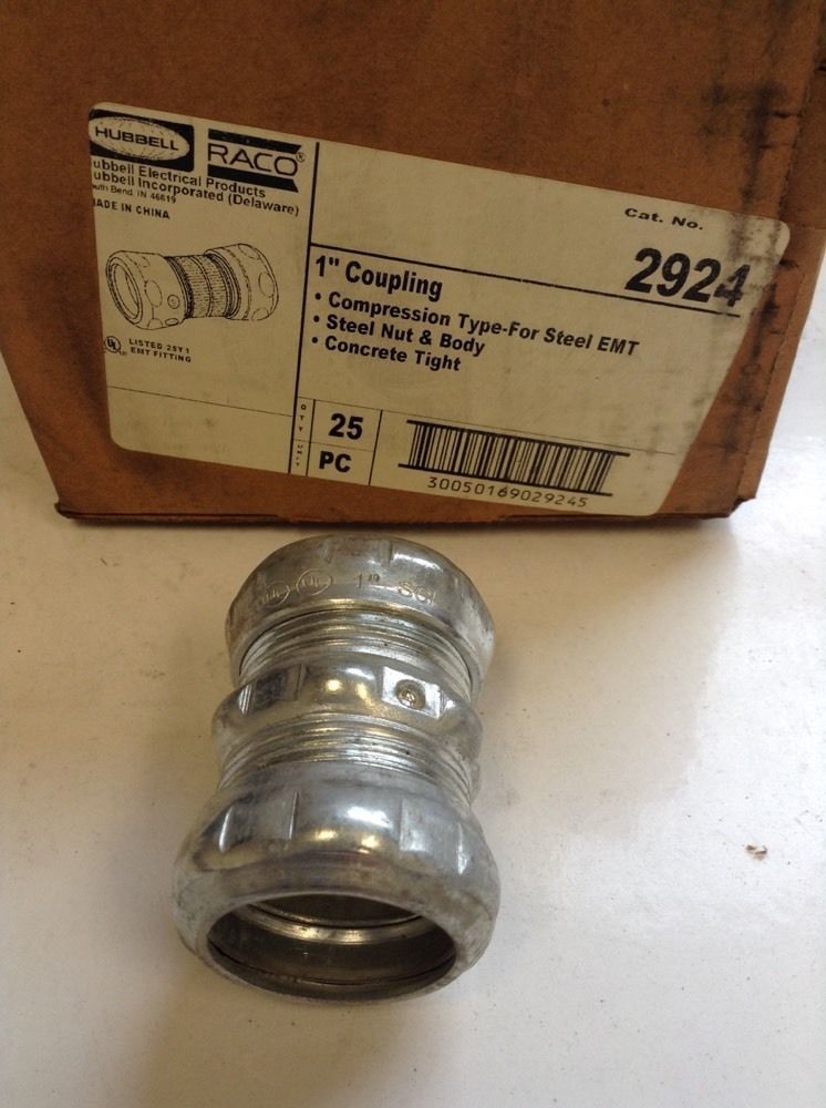 *NIB* Hubbell Raco 1" EMT Compression Coupling 2924 (Qty 25) *Warranty