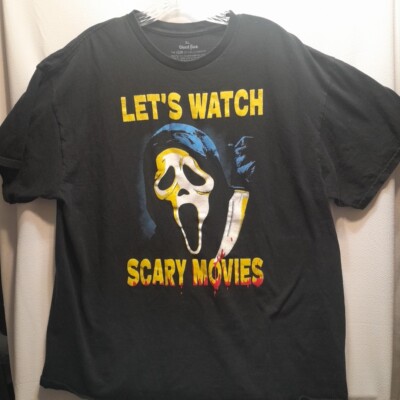 Scream Ghost Face Graphic Let's Watch Scary Movies Halloween T-shirt XL Black 