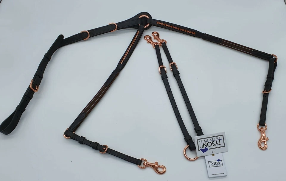 Vorderzeug Rosegold Roségold Strass Pony VB WB X Full Tysons Braun Schwarz TY - Bild 4 von 4
