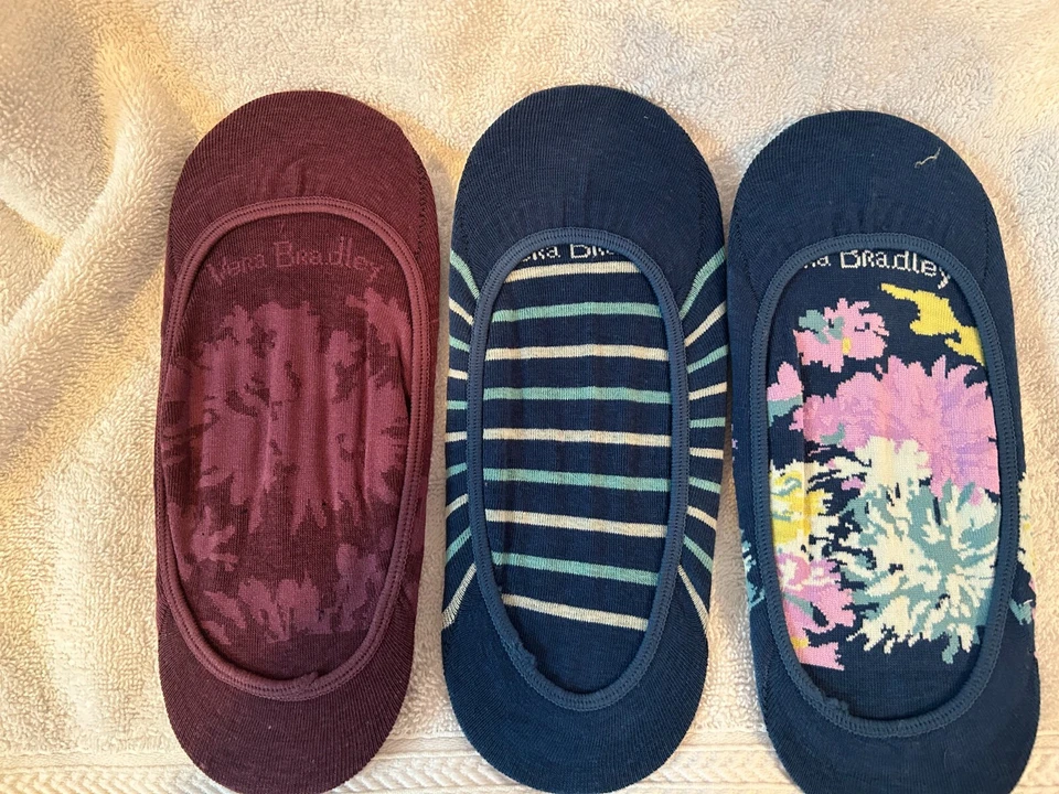 NUEVO CON ETIQUETAS CALCETINES VERA BRADLEY FORROS CORTE BAJO NO-SHOW NO-SHOW PAQUETE DE 3 Chrysanthemum Crush Foto 4 de 4