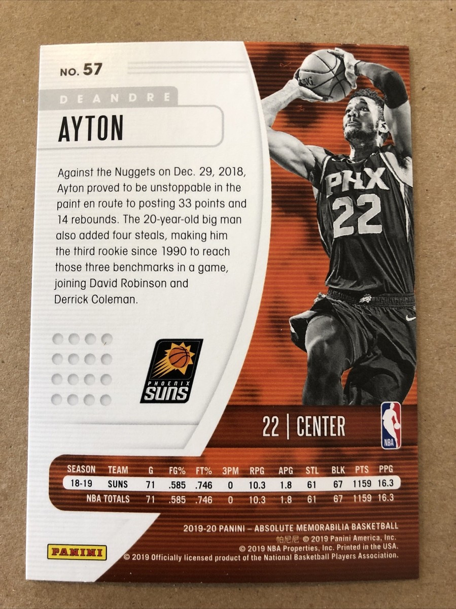 2019-20 Absolute Memorabilia #57 DeAndre Ayton Basketball Card | eBay