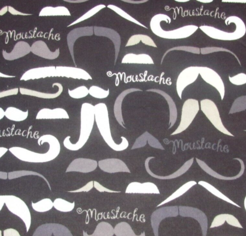 21" x 30"  Mustache Styles Handlebar Horseshoe Walrus Pencil on Cotton FLANNEL - Picture 1 of 8