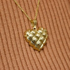 NEW 14K YELLOW GOLD 23.5mm PUFF HEART 20 INCH PENDANT NECKLACE must see 