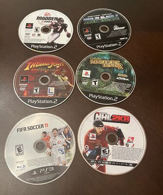 Lot Of 6 PlayStation 2 & PS3 Games Disc Only Sports, Men In Black Indiana Jones