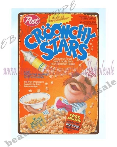 1988 Croonchy Stars Vintage Cereal box art metal tin sign bedroom makeover ideas