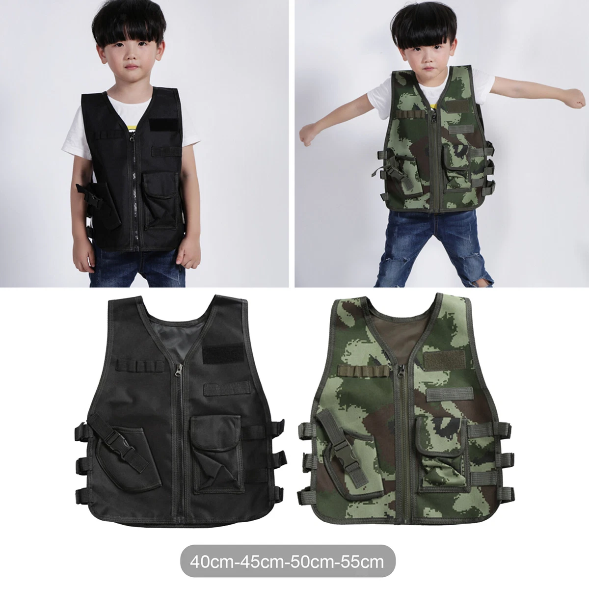 Kid's Tactical Vest Police Training Waistcoat Assault Gear Plate Carrier