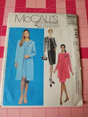 McCalls Pattern 3161 Duster Jacket Sheath Sleeveless Dress Sizes 10 12  UNCUT