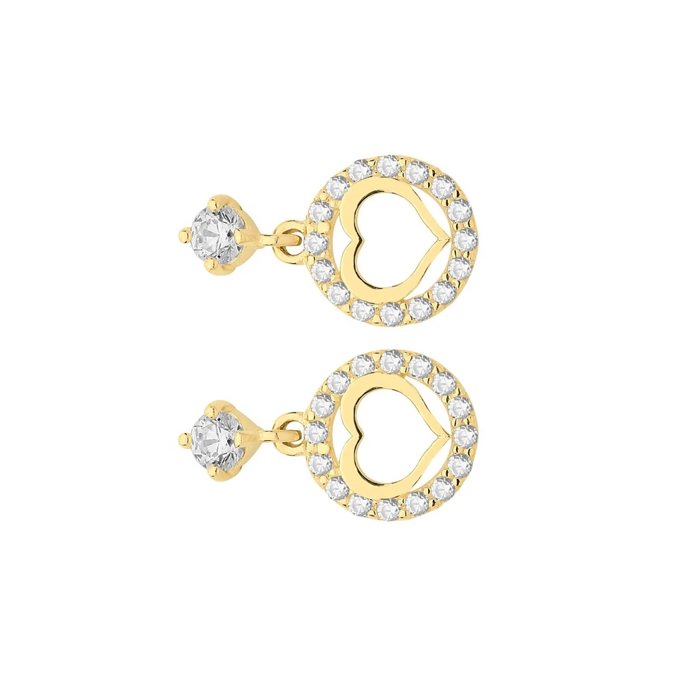 17 Stone Heart Drop Earrings 9ct Yellow Gold 375 Hallmarked Brand New Boxed - Image 2 of 3