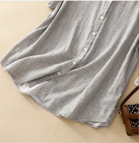 Camisa sin mangas de algodón con cuello alto para mujer suelta informal top camiseta botones - Imagen 13 de 19