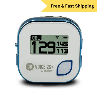 GolfBuddy Voice 2S+ Talking GPS Golf Rangefinder Blue/White 40,000 Courses