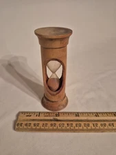 Antique 19 Th Century Wood  Treen Pink Sand Hourglass Timer - 5 Minutes