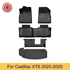 Car Floor Mats & Cargo Liner TPE Full Set for Cadillac XT6 2020-2025 Bench Seat