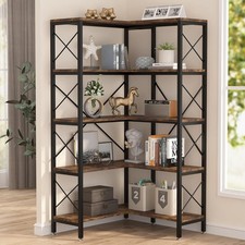 Image of 5-Tier Corner Bookshelf, Large Modern Bookcase Display Rack for Living Room