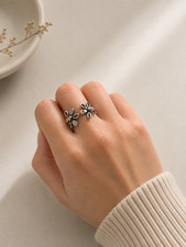 Verstellbarer Blumenring - S925 Sterling Silb...