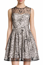 Eliza J Illusion Yoke Mesh Dress Sleeveless Mini size 4 Black Whimsigoth Fairy
