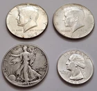 Mixed Silver Lot • AU JFKs 90/40% • AU ’64 Quarter • 1941 Walking Liberty    X63