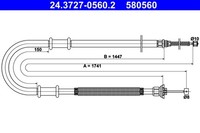 ATE Bremsseil Seilzug Feststellbremse 24.3727-0560.2 FüR Fiat Doblo 223AXA1A JTD