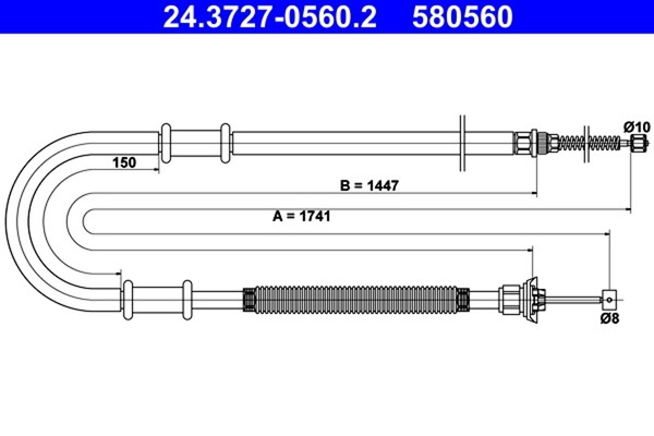 ATE Bremsseil Seilzug Feststellbremse 24.3727-0560.2 FüR Fiat Doblo 223AXA1A JTD-image