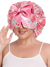 Vettres Double Layer Satin Bonnet for Sleeping with One Size, Pink Strawberry