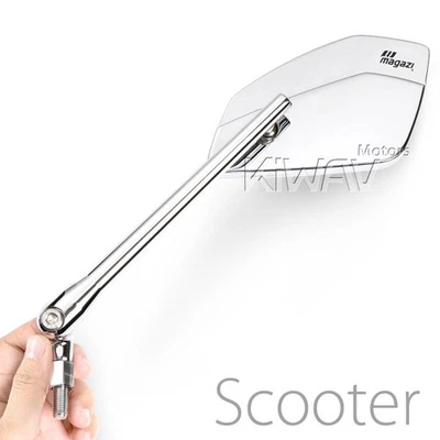 Rétroviseurs CleaverII chromé convex 8mm 1.25pitch pour scooter moped ATV - Photo 1/4