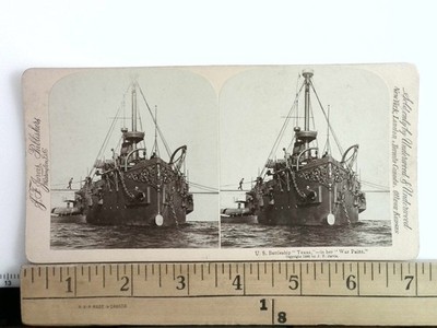 U.S. Battleship Texas Stereoview J.F. Jarvis 1898 Washington DC