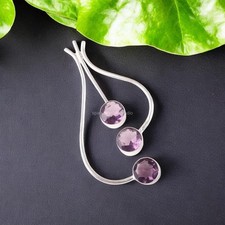925 Silver Round Amethyst Stone Bezel Birthday Best Sisters Gift Wedding Pendant