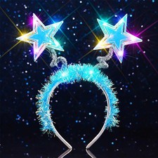 Light Up Star Headband Blue Costume Headpiece Women Hair Accessories Glowing