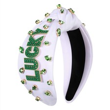 ZITULRY St.Patrick's Day 1 Count Pack of 1 , Crystal LUCKY Knot Headband