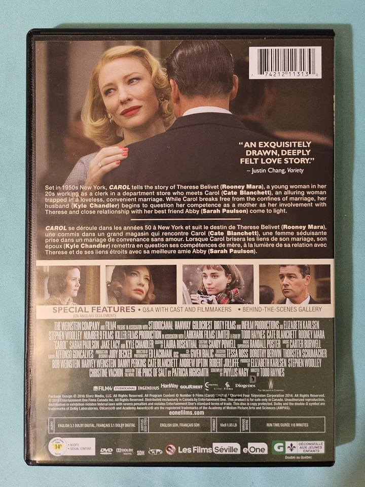 CAROL Dvd Lesbian 2016 Bilingual New Cate Blanchett Rooney Mara Sarah Paulson! - Image 2 of 3