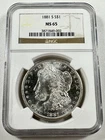 1881-S $1 Morgan Dollar NGC MS65 San Francisco 90% Silver GEM!