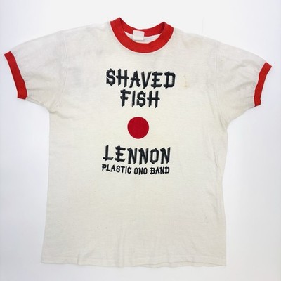 Vintage 1970s John Lennon Plastic Ono Band Shaved Fish Promo T-Shirt Ringer XL M