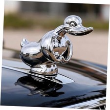 Angry Duck Hood Ornament, 3D Car Chromed Metal Hood Decorate Light Silver