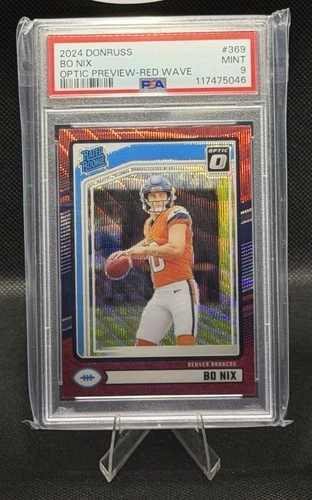 2024 Panini Donruss - Rated Rookie Bo Nix #369 Optic Preview Red Wave (RC) PSA 9