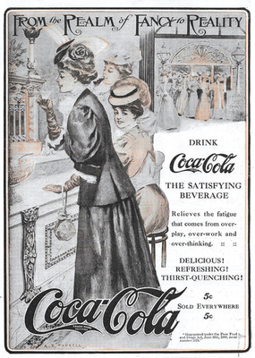 RARE! 1907 Original Coca-Cola COLOR Ad Drink Coca-Cola Realm of Fancy to Reality