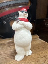 Coca-Cola Polar Bear Figurine with Red Hat, Scarf, and Bottle