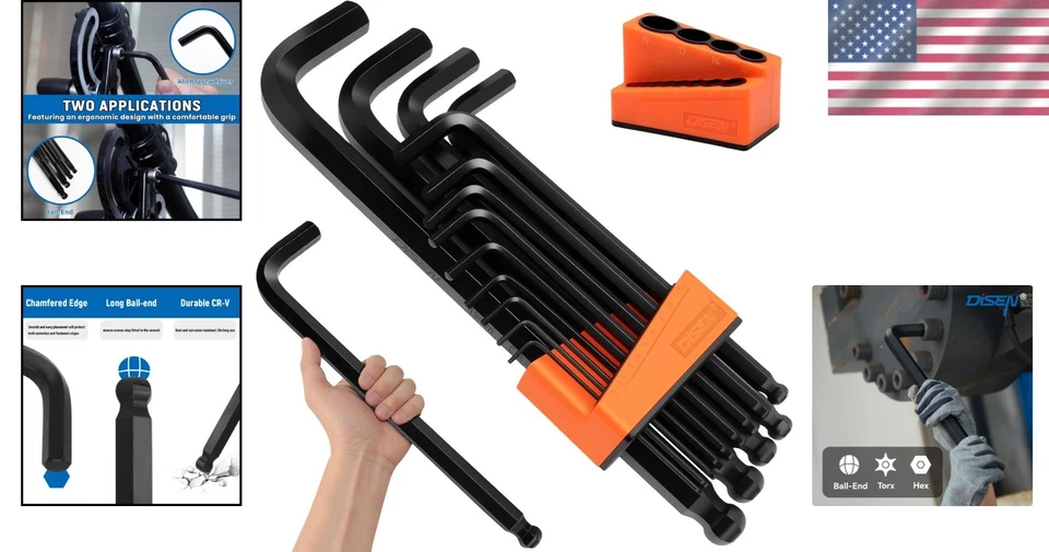 Long Ball End Hex Key Set CR-V 2-19mm Automotive Tool - Image 2 of 4