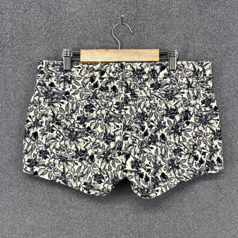 H&M Pantalones Cortos Mujer 8 Negro Blanco Estampado Floral Tiro Medio Algodón Elastizado Verano Foto 2 de 4