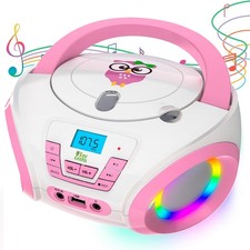 Reproductor de CD Tunes Kids Boombox para niños + Radio FM + Incluye rosa