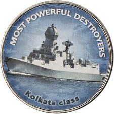 [#784447] Münze, Simbabwe, Shilling, 2018, Warship -  Destroyer Kolkata, UNZ, Ni