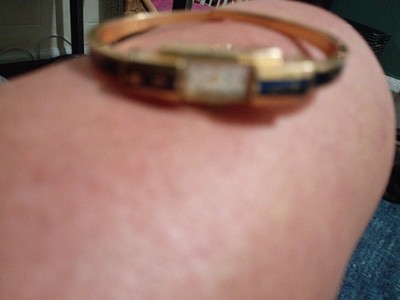Vintage Bucherer Womens Watch 11mm Gold Plated Enamel Bangle  display picture 1
