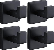 Towel Hooks for Bathrooms Robe Hook Coat Hook 4 Pack Matte Black Stainless Steel