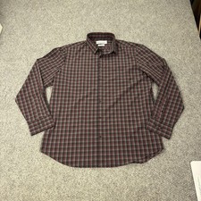 Mizzen Main Leeward Shirt Mens XXL Trim Fit Red Gray Plaid Dress Stretch